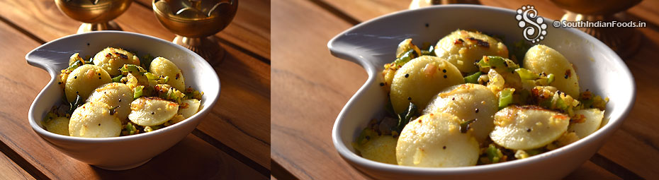 Capsicum masala  mini idli upma