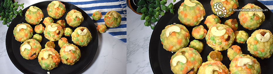 Tri-color boondi ladoo
